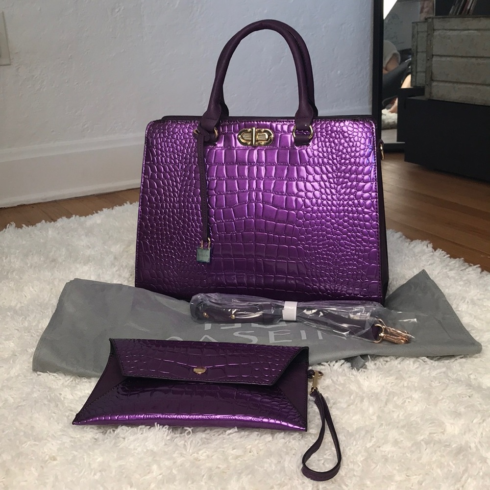 NWOT Dasein Faux Croc Satchel w/ Twist Lock